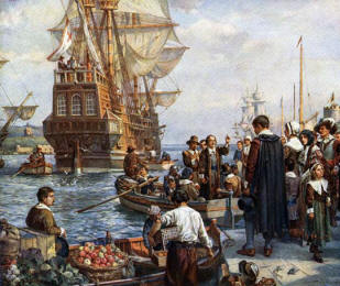 Image result for the arrival of pilgrim fathers